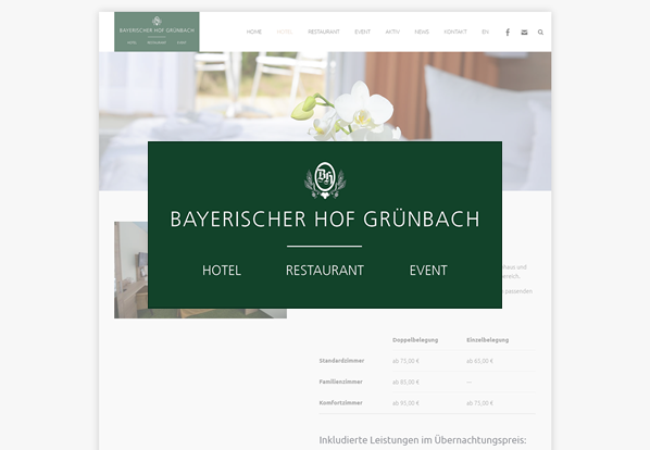 Website Bayerischer Hof Grünbach