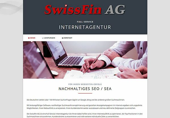 Webseite SwissFin AG