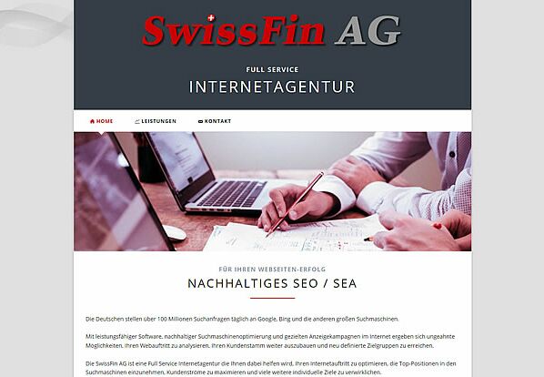 Webseite SwissFin AG Webseite SwissFin AG