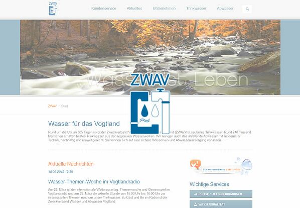 Website Zweckverband Wasser Abwasser Plauen