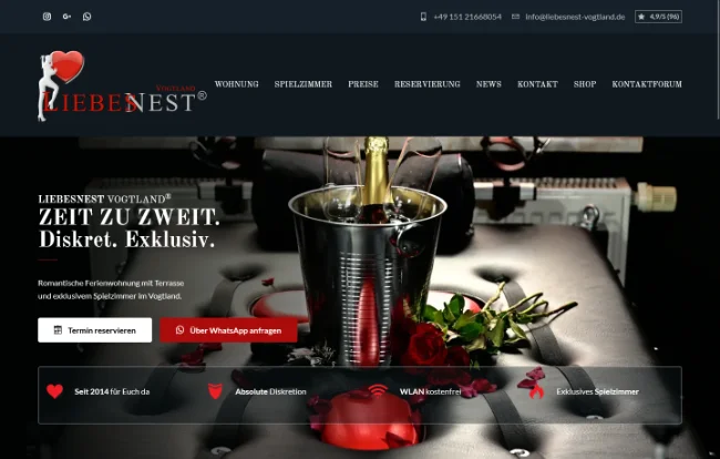 Webseite für LiebesNest Vogtland® (Referenz Webdesign Meinhold)