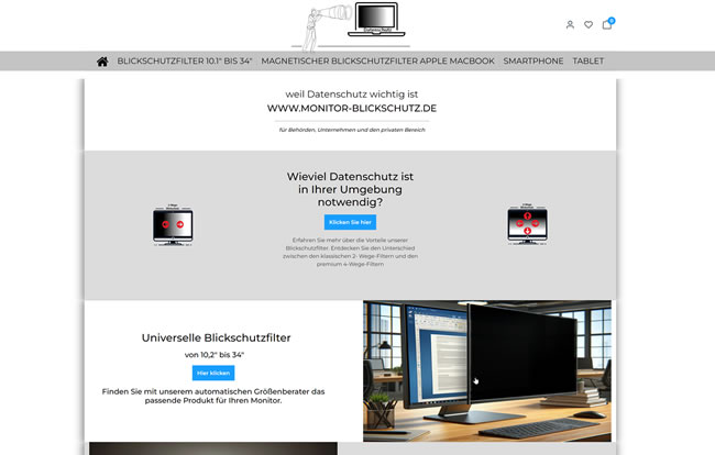 Webseite / Online-Shop Monitor Blickschutz