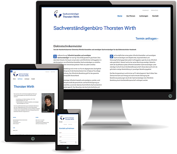 responsive Webseite Elektrosachverständiger Wirth